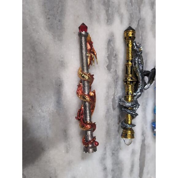 The Hamilton Collection Wands Of Wonder, Lot Of 4, Magical Dragon Wands, Flaw - Picture 7 of 10